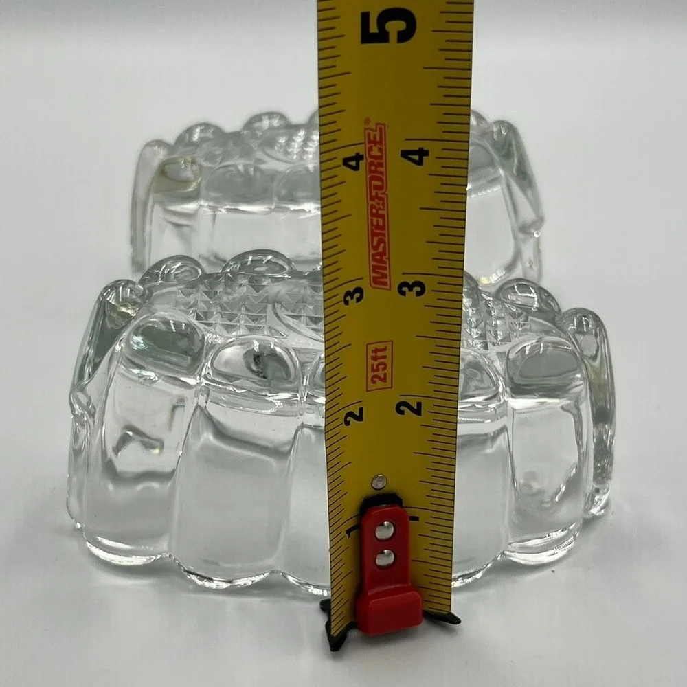 Princess House Crystal Spoon Fork Holder Set 2 Clear Vintage Excellent Scalloped